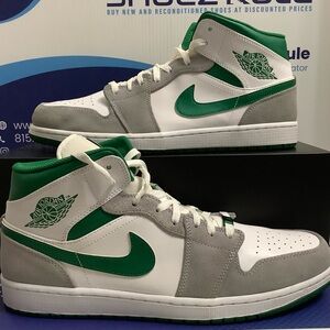 Air Jordan 1 Mid Grey Pine Green Men’s Size 14